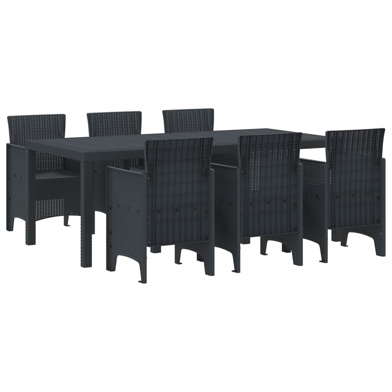 Afuera Living 7 Piece Poly Rattan Garden Dining Set in Anthracite