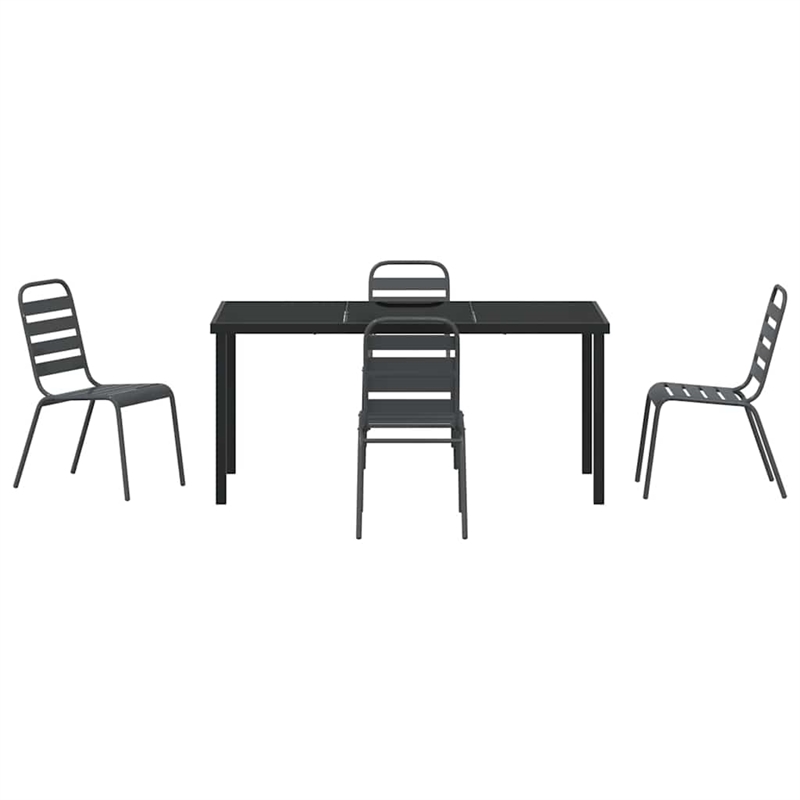 Afuera Living 5 Piece Powder-Coated Steel Garden Dining Set in Anthracite