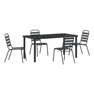 Afuera Living 5 Piece Powder-Coated Steel Garden Dining Set in Anthracite