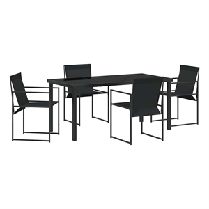 Afuera Living 5 Piece Powder-Coated Steel Garden Dining Set in Black