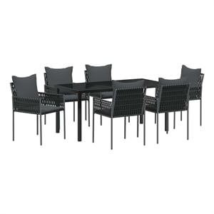 Afuera Living 7 Piece Poly Rattan Garden Dining Set in Black