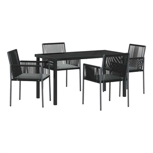 Afuera Living 5 Piece Poly Rattan Garden Dining Set in Black