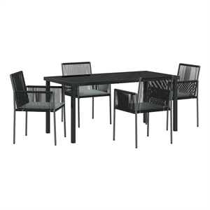 Afuera Living 5 Piece Poly Rattan Garden Dining Set in Black