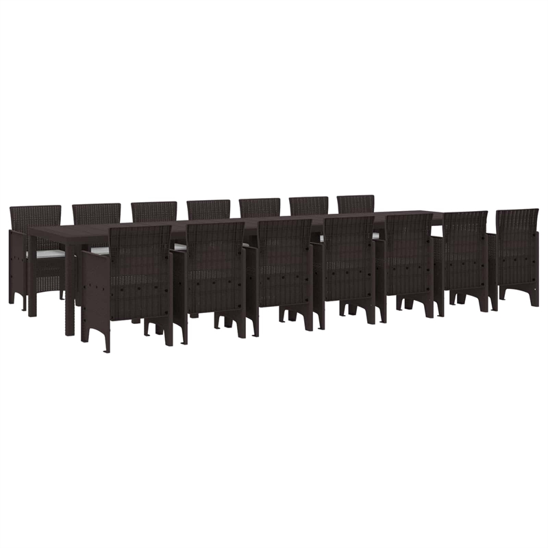 Afuera Living 15 Piece Poly Rattan Garden Dining Set with Cushions in Brown