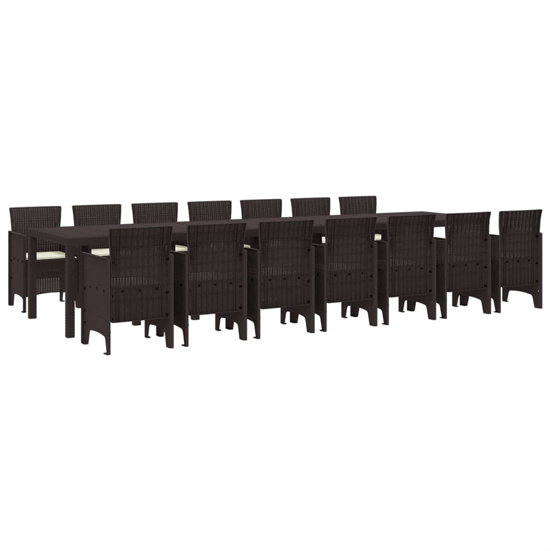 Afuera Living 15 Piece Poly Rattan Garden Dining Set with Cushions in Brown