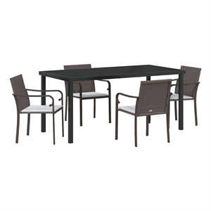 Afuera Living 5 Piece Poly Rattan Garden Dining Set in Black