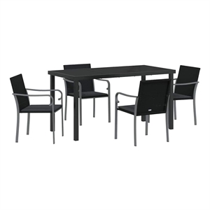 Afuera Living 5 Piece Poly Rattan Garden Dining Set in Black