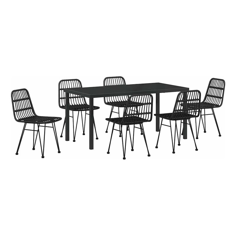 Afuera Living 7 Piece Poly Rattan Garden Dining Set in Black