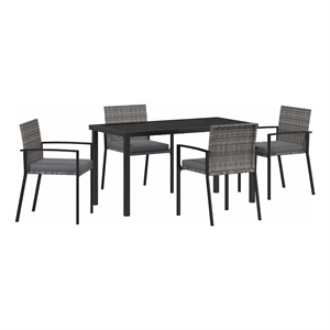 Afuera Living 5 Piece Poly Rattan Garden Dining Set in Black