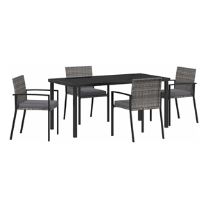 Afuera Living 5 Piece Poly Rattan Garden Dining Set in Black