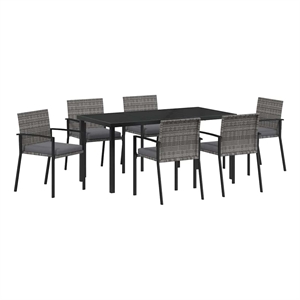 Afuera Living 7 Piece Poly Rattan Garden Dining Set in Black