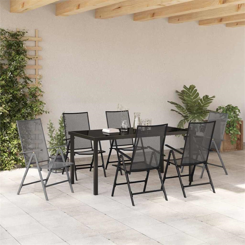Afuera Living 7 Piece Powder-Coated Steel Garden Dining Set in Anthracite