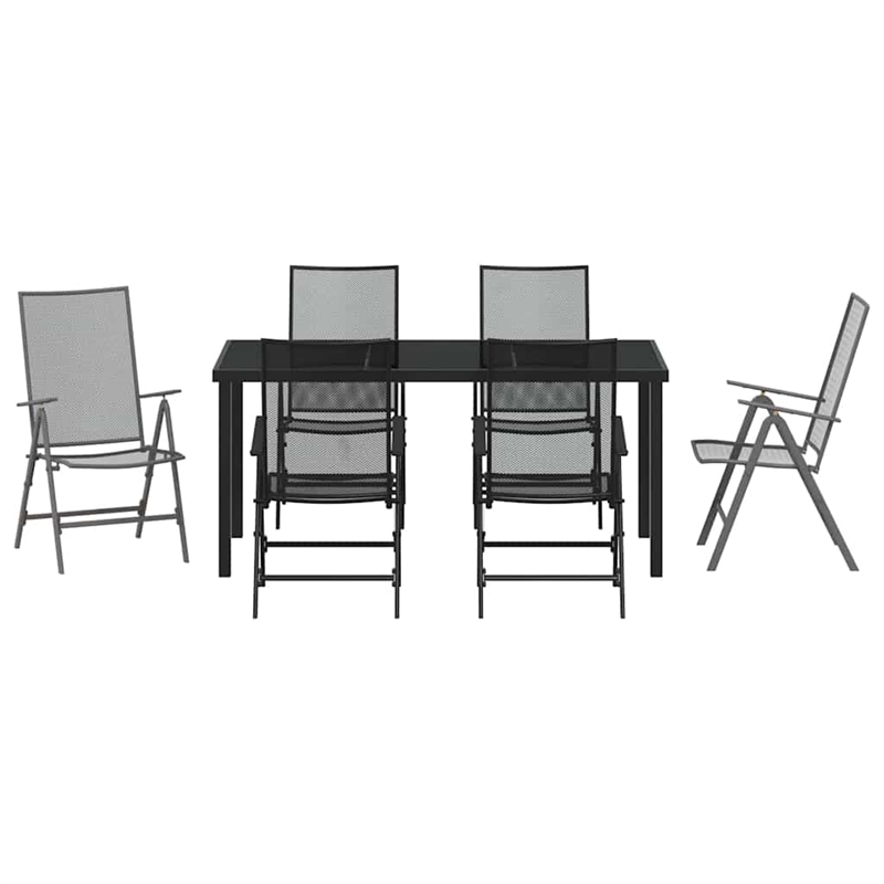 Afuera Living 7 Piece Powder-Coated Steel Garden Dining Set in Anthracite