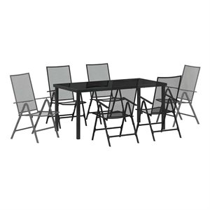 Afuera Living 7 Piece Powder-Coated Steel Garden Dining Set in Anthracite