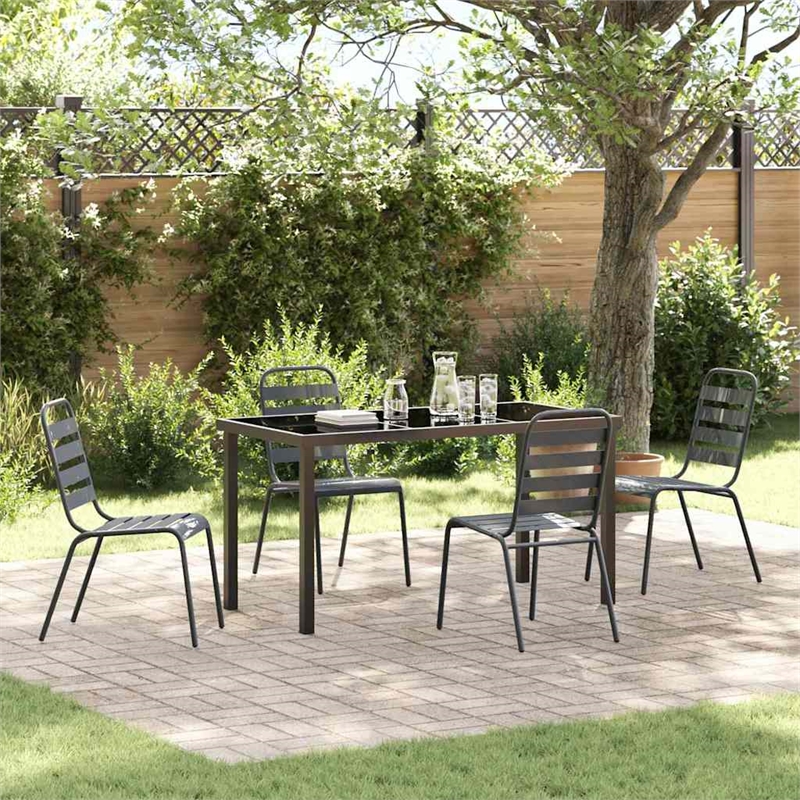 Afuera Living 5 Piece Powder-Coated Steel Garden Dining Set in Anthracite