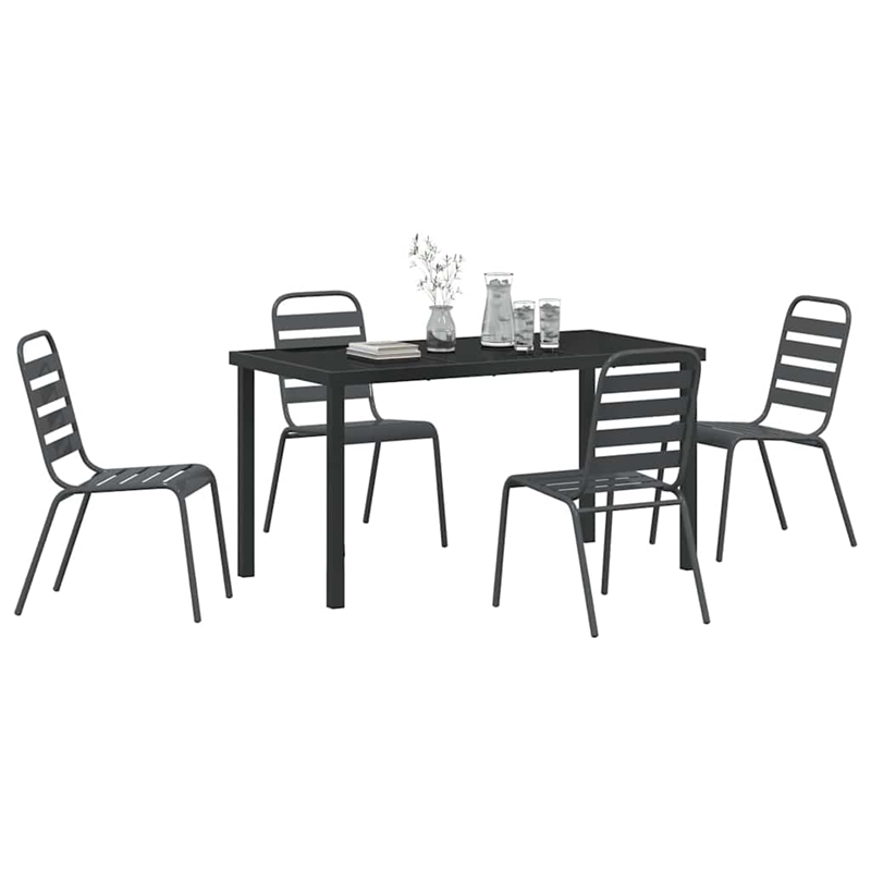 Afuera Living 5 Piece Powder-Coated Steel Garden Dining Set in Anthracite