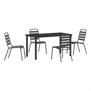 Afuera Living 5 Piece Powder-Coated Steel Garden Dining Set in Anthracite