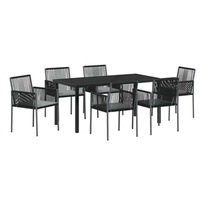 Afuera Living 7 Piece Poly Rattan Garden Dining Set in Black