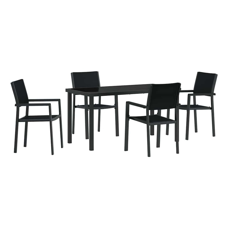 Afuera Living 5 Piece Powder-Coated Steel Garden Dining Set in Black
