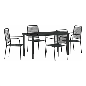 Afuera Living 5 Piece Powder-Coated Steel Garden Dining Set in Black