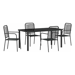 Afuera Living 5 Piece Powder-Coated Steel Garden Dining Set in Black