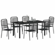 Afuera Living 7 Piece Powder-Coated Steel Garden Dining Set in Black