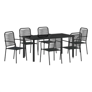 Afuera Living 7 Piece Powder-Coated Steel Garden Dining Set in Black