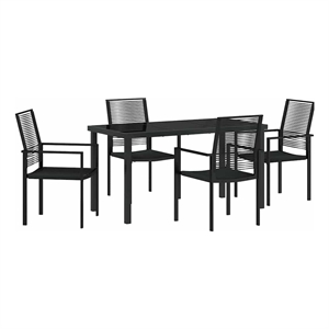 Afuera Living 5 Piece Powder-Coated Steel Garden Dining Set in Black