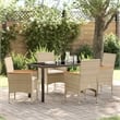 Afuera Living 5 Piece Poly Rattan Garden Dining Set with Cushions in Beige