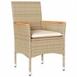 Afuera Living 5 Piece Poly Rattan Garden Dining Set with Cushions in Beige
