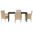 Afuera Living 5 Piece Poly Rattan Garden Dining Set with Cushions in Beige