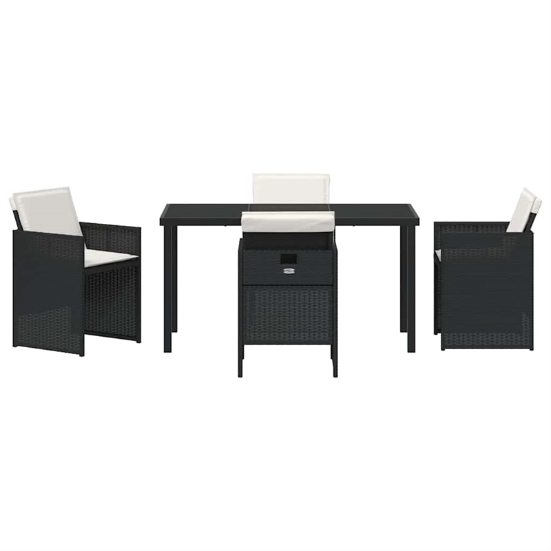 Afuera Living 5 Piece Poly Rattan Garden Dining Set with Cushions in Black
