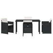 Afuera Living 5 Piece Poly Rattan Garden Dining Set with Cushions in Black
