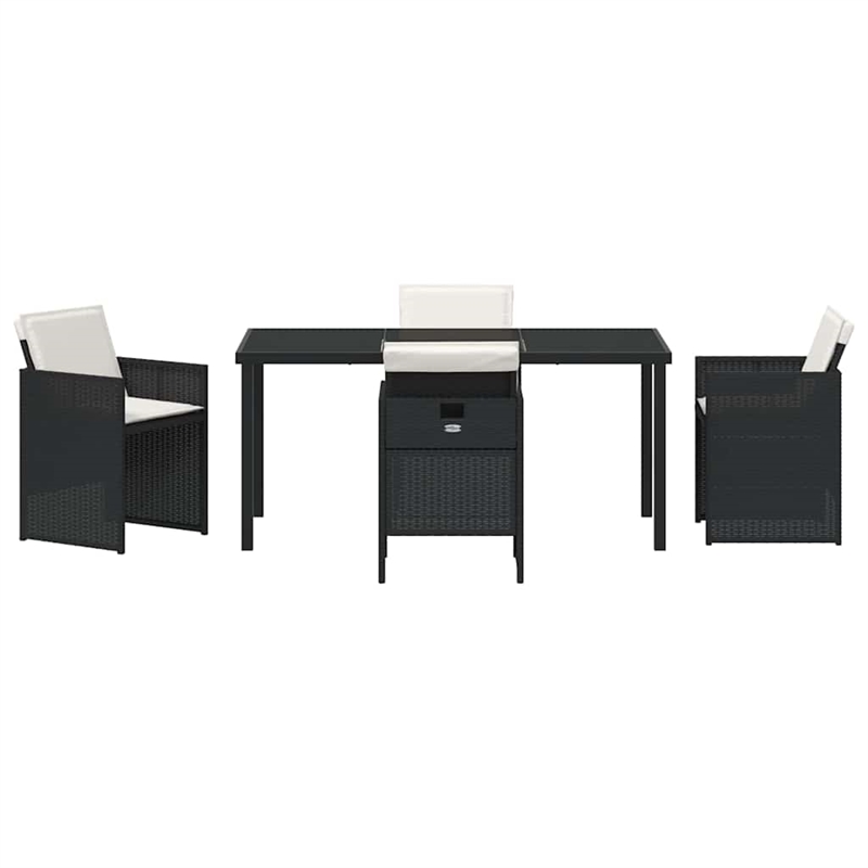 Afuera Living 5 Piece Poly Rattan Garden Dining Set with Cushions in Black