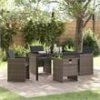 Afuera Living 5 Piece Poly Rattan Garden Dining Set with Cushions in Gray