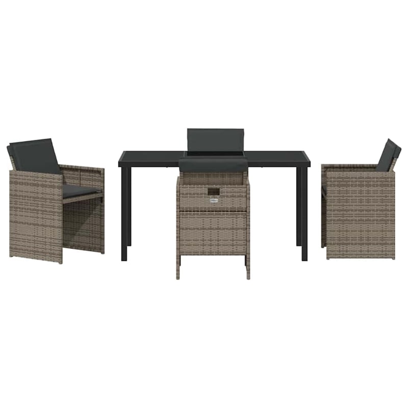 Afuera Living 5 Piece Poly Rattan Garden Dining Set with Cushions in Gray