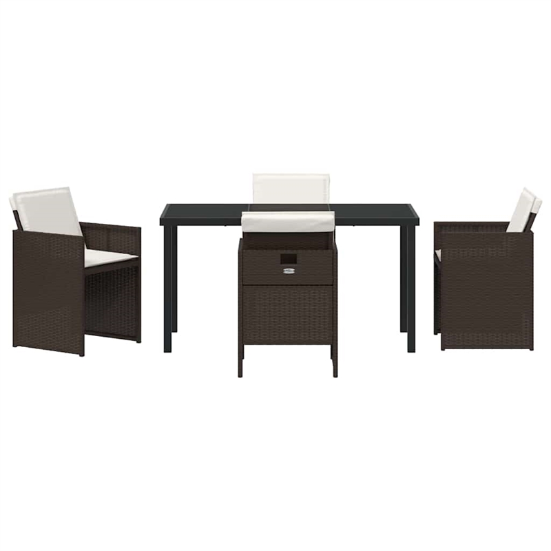 Afuera Living 5 Piece Poly Rattan Garden Dining Set with Cushions in Brown
