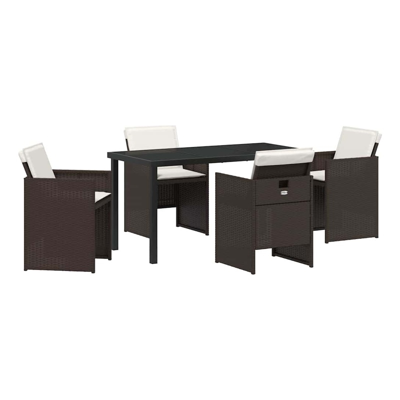 Afuera Living 5 Piece Poly Rattan Garden Dining Set with Cushions in Brown