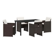 Afuera Living 5 Piece Poly Rattan Garden Dining Set with Cushions in Brown