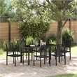 Afuera Living 7 Piece Powder-Coated Steel Garden Dining Set in Black