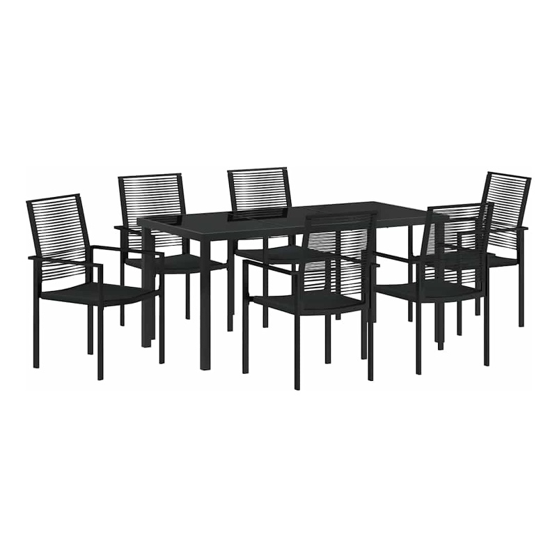 Afuera Living 7 Piece Powder-Coated Steel Garden Dining Set in Black