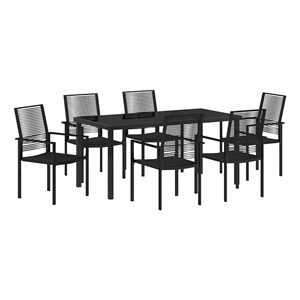 Afuera Living 7 Piece Powder-Coated Steel Garden Dining Set in Black