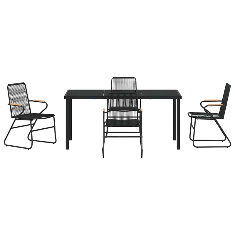 Afuera Living 5 Piece Powder-Coated Steel Garden Dining Set in Black