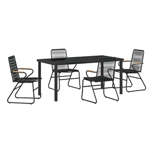 Afuera Living 5 Piece Powder-Coated Steel Garden Dining Set in Black