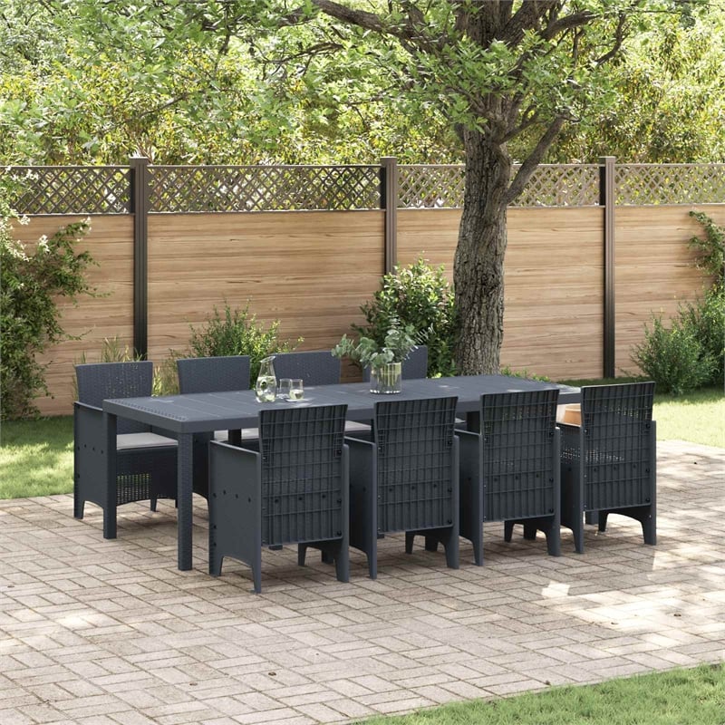Afuera Living Contemporary Poly Rattan Garden Dining Set in Anthracite