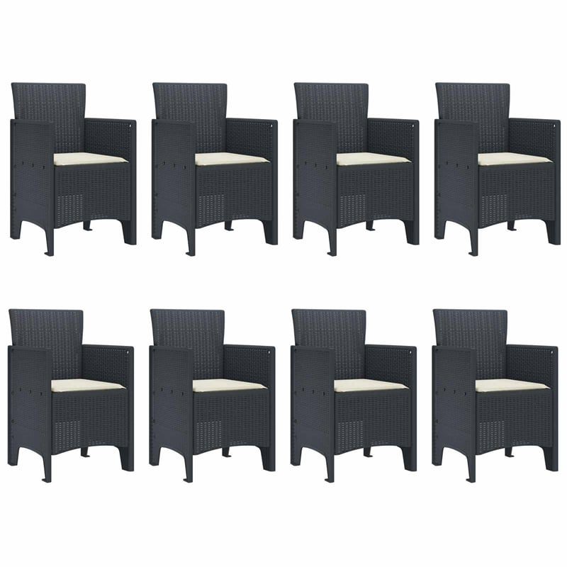 Afuera Living Contemporary Poly Rattan Garden Dining Set in Anthracite