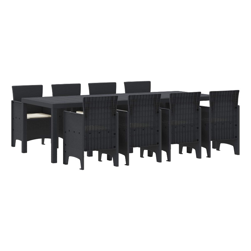 Afuera Living Contemporary Poly Rattan Garden Dining Set in Anthracite