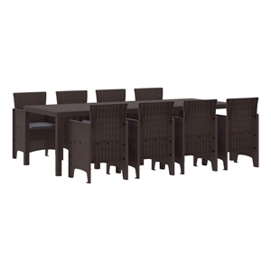 Afuera Living Contemporary Poly Rattan Garden Dining Set in Brown