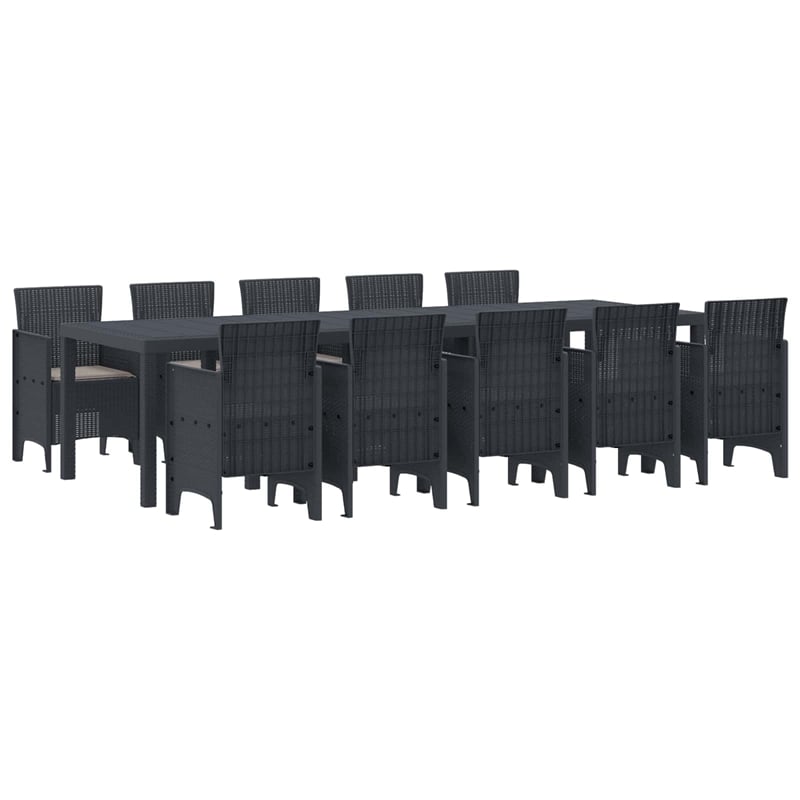 Afuera Living 11 Piece Poly Rattan Garden Dining Set with Cushion in Anthracite