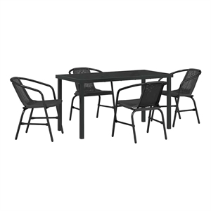 Afuera Living 5 Piece Poly Rattan Garden Dining Set in Black